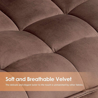 Fauteuil d'appoint Mcombo avec pouf, fauteuil à oreilles capitonné en velours, chaises rembourrées avec pieds en métal pour chambre à coucher et salon 4079