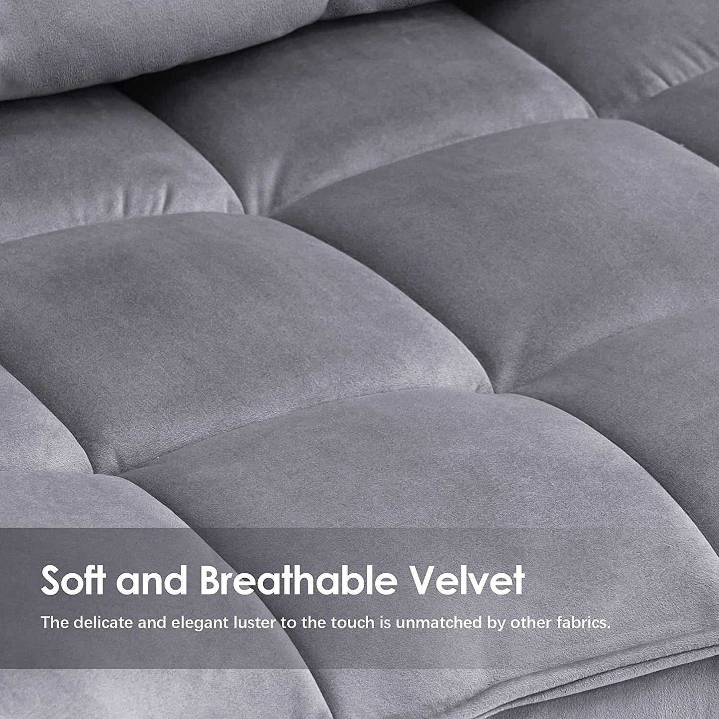 Fauteuil d'appoint Mcombo avec pouf, fauteuil à oreilles capitonné en velours, chaises rembourrées avec pieds en métal pour chambre à coucher et salon 4079