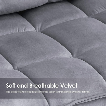 Fauteuil d'appoint Mcombo avec pouf, fauteuil à oreilles capitonné en velours, chaises rembourrées avec pieds en métal pour chambre à coucher et salon 4079