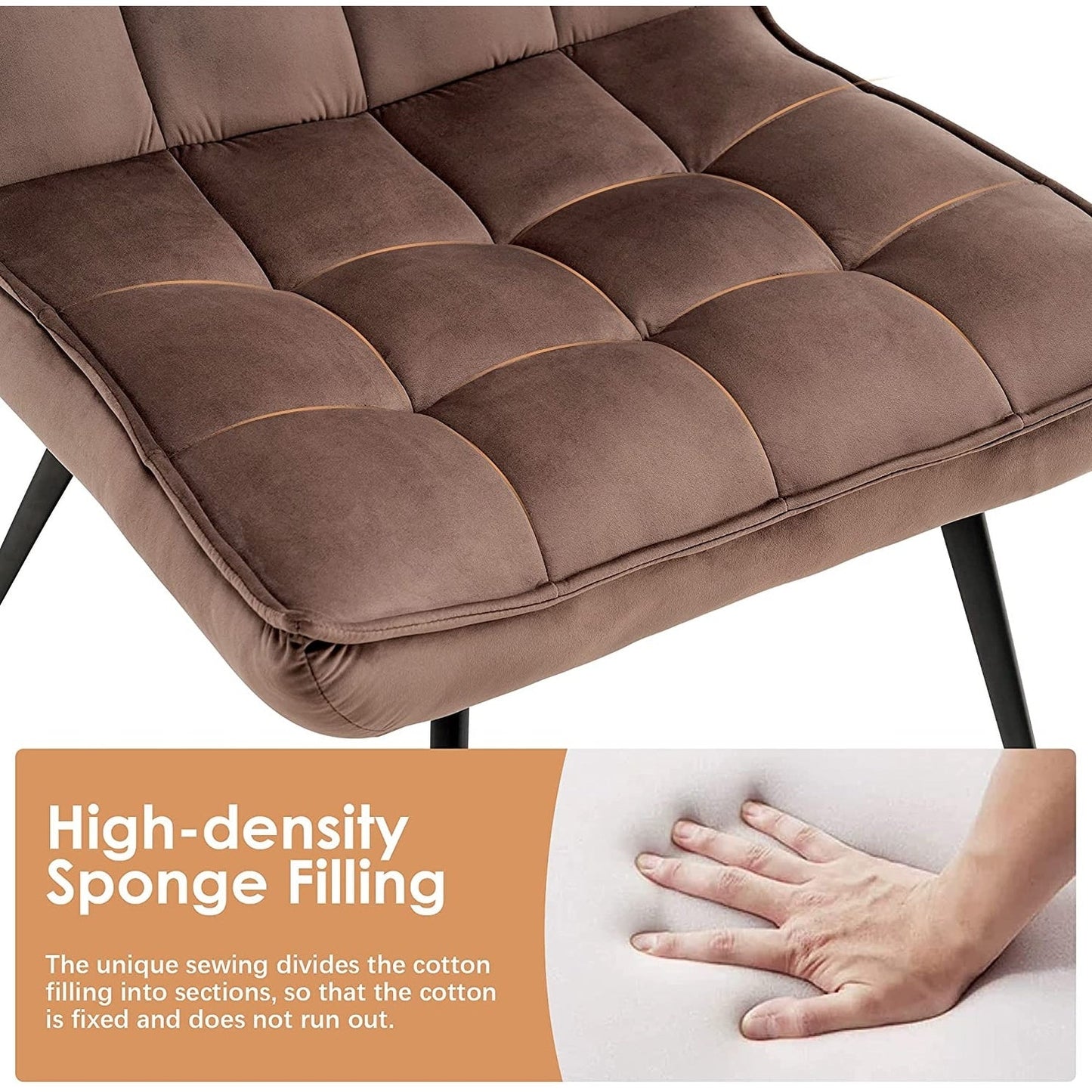 Fauteuil d'appoint Mcombo avec pouf, fauteuil à oreilles capitonné en velours, chaises rembourrées avec pieds en métal pour chambre à coucher et salon 4079