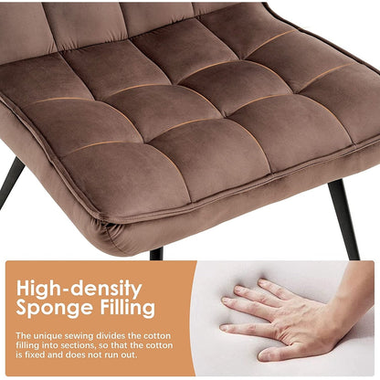 Fauteuil d'appoint Mcombo avec pouf, fauteuil à oreilles capitonné en velours, chaises rembourrées avec pieds en métal pour chambre à coucher et salon 4079