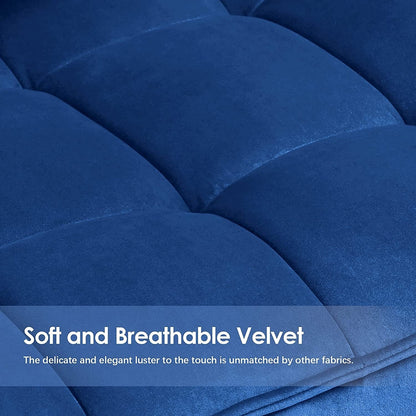 Fauteuil d'appoint Mcombo avec pouf, fauteuil à oreilles capitonné en velours, chaises rembourrées avec pieds en métal pour chambre à coucher et salon 4079