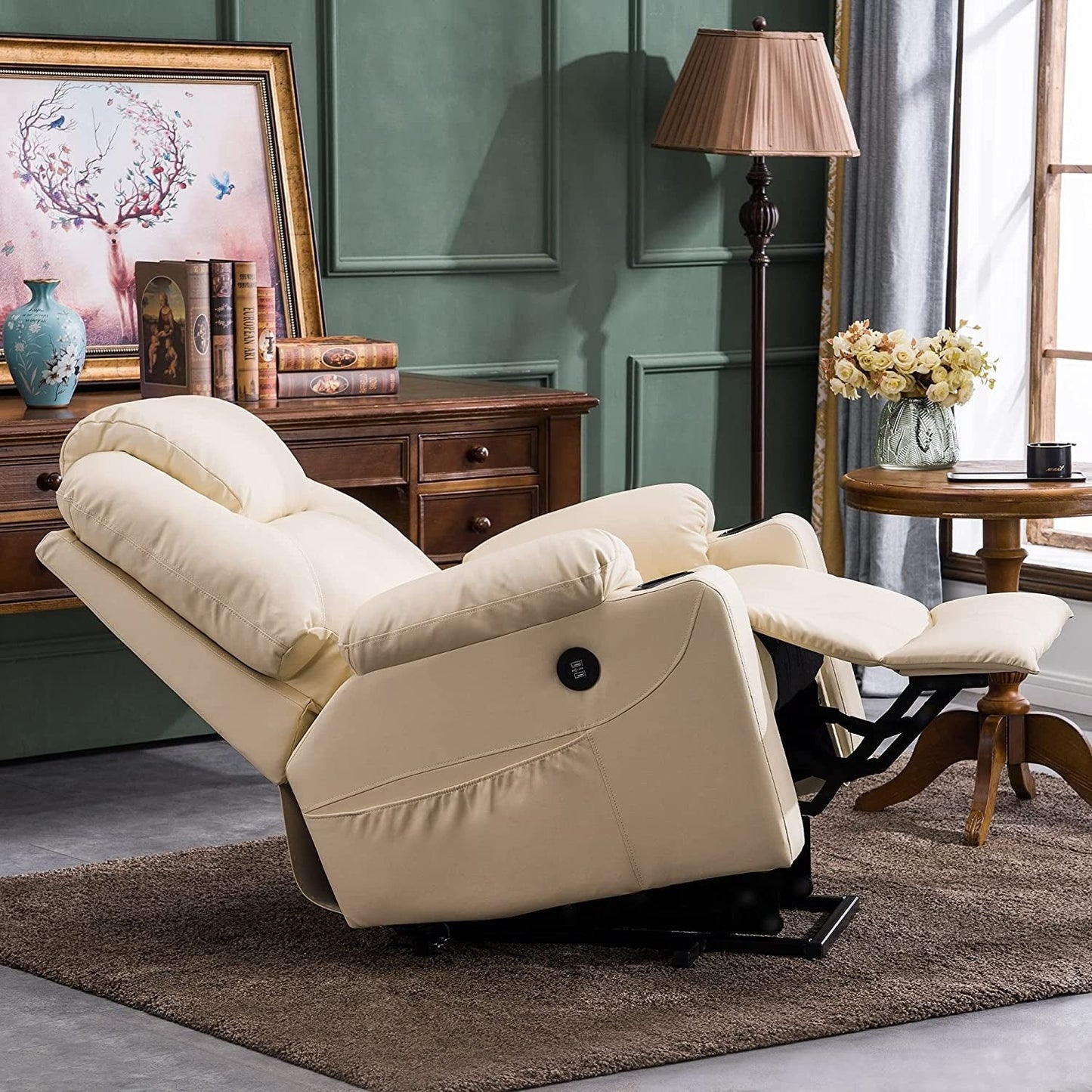 Fauteuil inclinable électrique MCombo avec massage et chauffage, 3 positions, ports USB, similicuir 7040