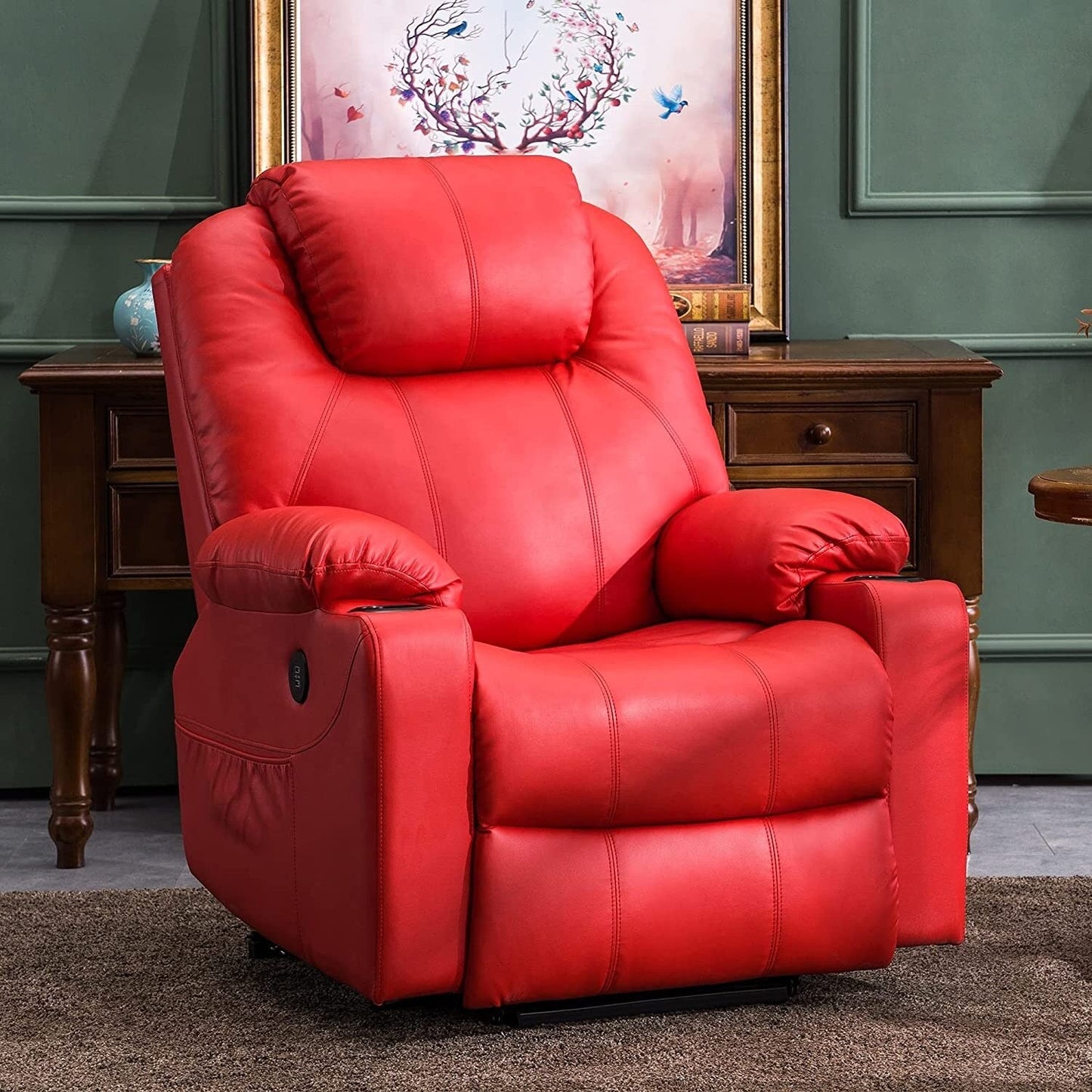 Fauteuil inclinable électrique MCombo avec massage et chauffage, 3 positions, ports USB, similicuir 7040