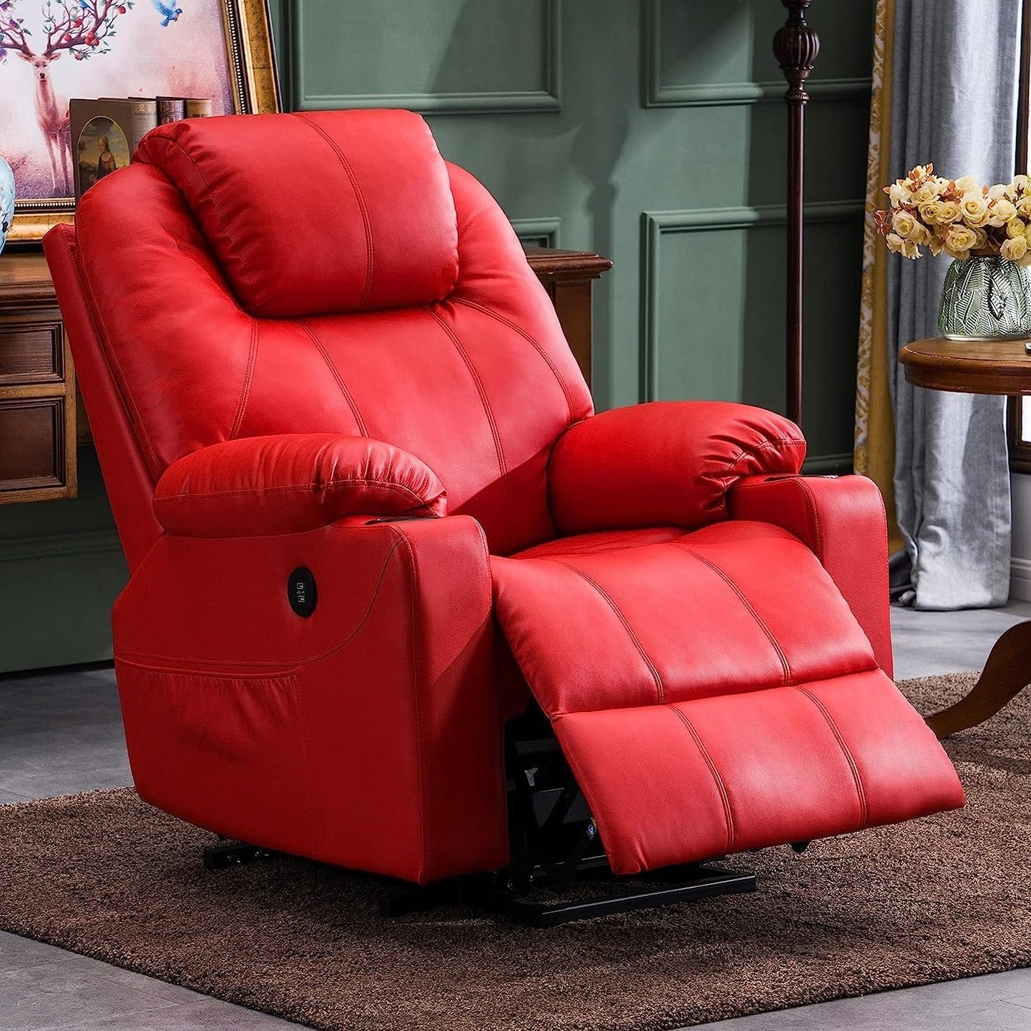 Fauteuil inclinable électrique MCombo avec massage et chauffage, 3 positions, ports USB, similicuir 7040
