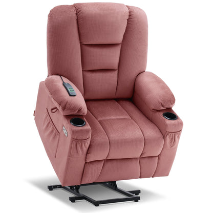 Fauteuil inclinable électrique MCombo avec massage et chauffage pour personnes âgées, repose-pieds allongé, ports USB, tissu (moyen)