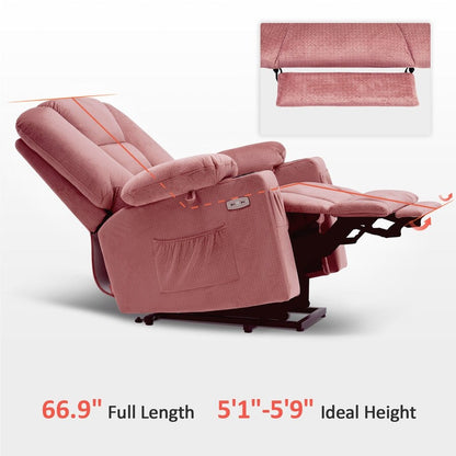 Fauteuil inclinable électrique MCombo avec massage et chauffage pour personnes âgées, repose-pieds allongé, ports USB, tissu (moyen)