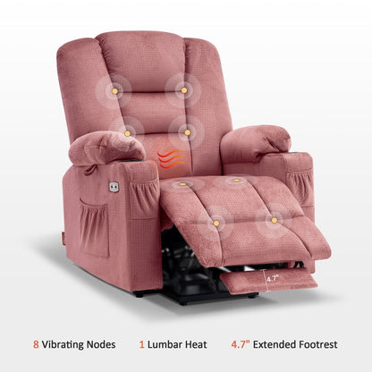 Fauteuil inclinable électrique MCombo avec massage et chauffage pour personnes âgées, repose-pieds allongé, ports USB, tissu (moyen)