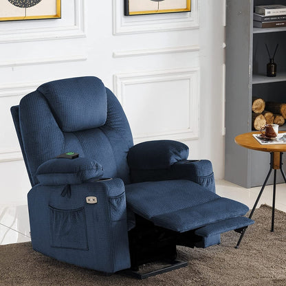 Fauteuil inclinable électrique MCombo avec massage et chauffage, 3 positions, ports USB, tissu 7040