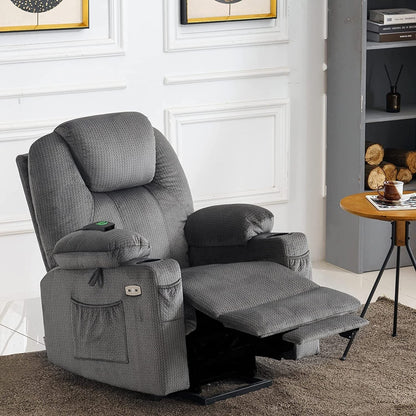 Fauteuil inclinable électrique MCombo avec massage et chauffage, 3 positions, ports USB, tissu 7040