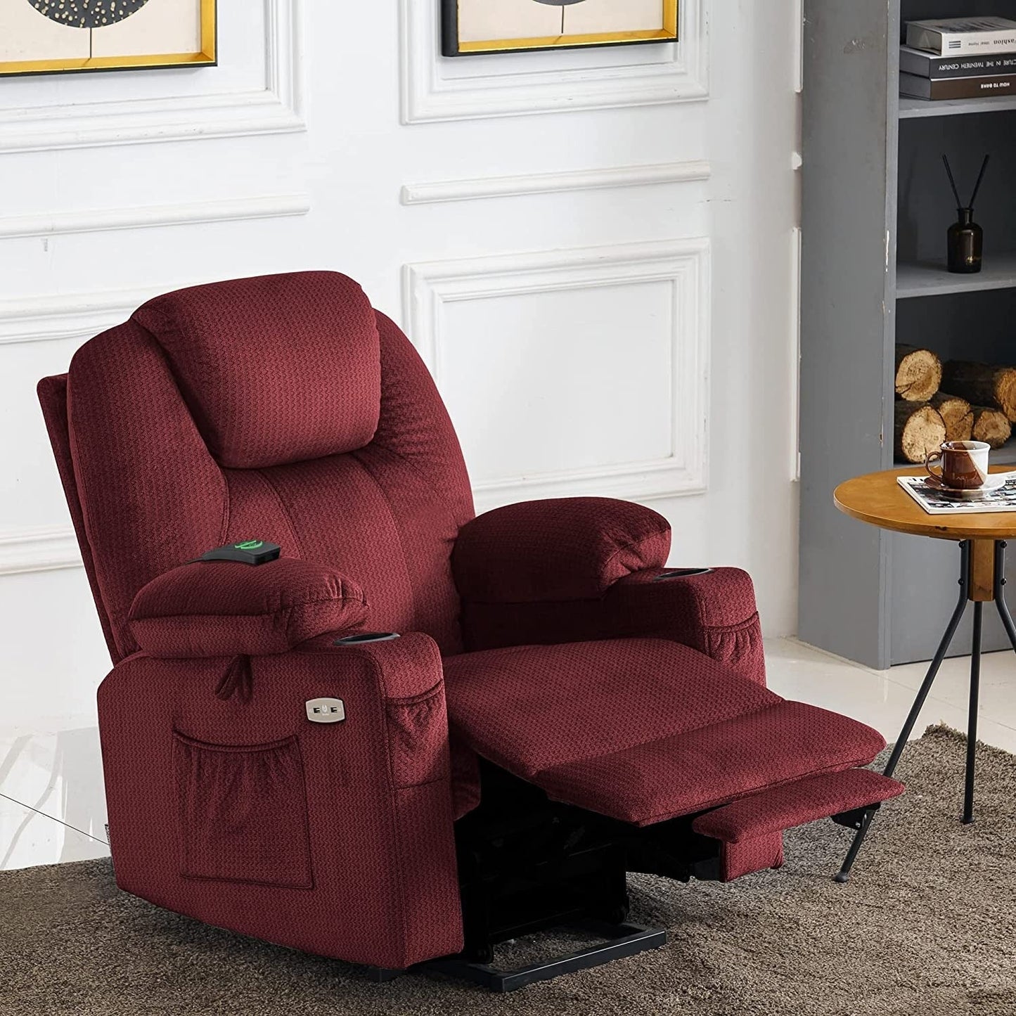Fauteuil inclinable électrique MCombo avec massage et chauffage, 3 positions, ports USB, tissu 7040