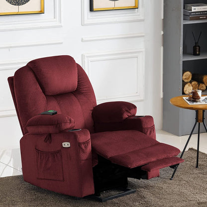 Fauteuil inclinable électrique MCombo avec massage et chauffage, 3 positions, ports USB, tissu 7040