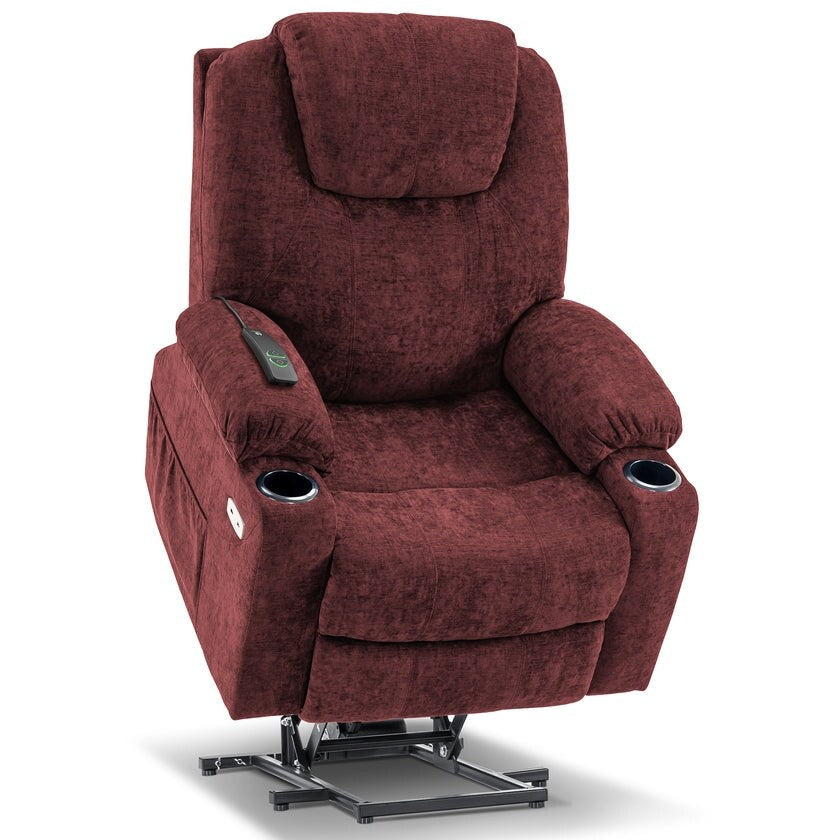 Fauteuil inclinable électrique MCombo avec massage et chauffage, 3 positions, ports USB, tissu 7040