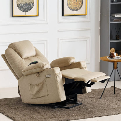 Fauteuil inclinable électrique MCombo avec massage et chauffage, 3 positions, ports USB, tissu 7040