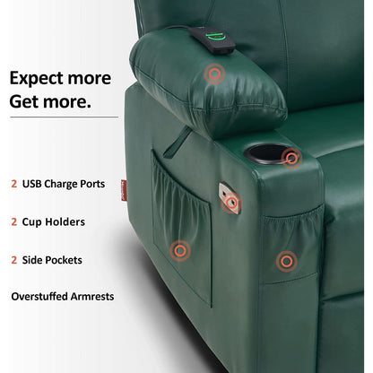 Fauteuil inclinable électrique MCombo avec massage et chauffage, 3 positions, ports USB, similicuir 7040