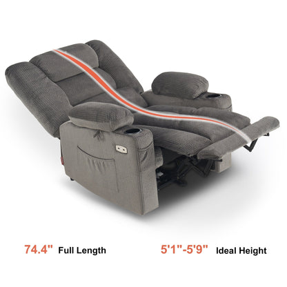Fauteuil inclinable électrique MCombo avec chauffage et massage, tissu 6079/PR670