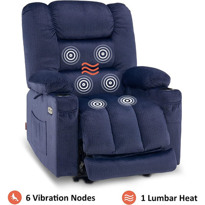 Fauteuil inclinable électrique MCombo avec chauffage et massage, tissu 6079/PR670