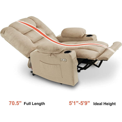 Fauteuil inclinable électrique MCombo avec chauffage et massage, tissu 6079/PR670