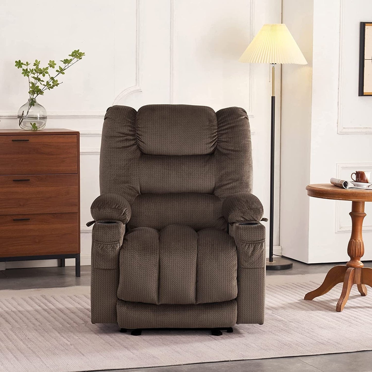 Fauteuil inclinable électrique MCombo avec chauffage et massage, tissu 6079/PR670