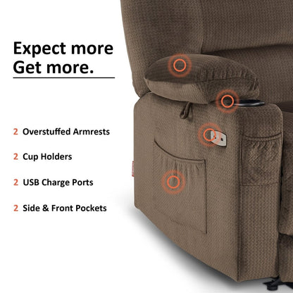 Fauteuil inclinable électrique MCombo avec chauffage et massage, tissu 6079/PR670