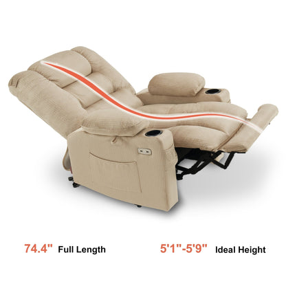 Fauteuil inclinable électrique MCombo avec chauffage et massage, tissu 6079/PR670