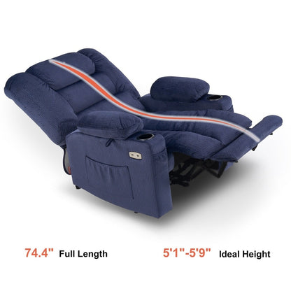 Fauteuil inclinable électrique MCombo avec chauffage et massage, tissu 6079/PR670