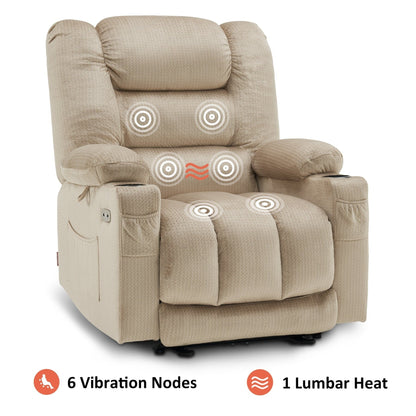 Fauteuil inclinable électrique MCombo avec chauffage et massage, tissu 6079/PR670