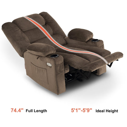 Fauteuil inclinable électrique MCombo avec chauffage et massage, tissu 6079/PR670