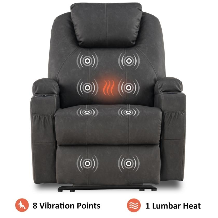 Fauteuil inclinable électrique Mcombo avec massage et chauffage, similicuir 7050