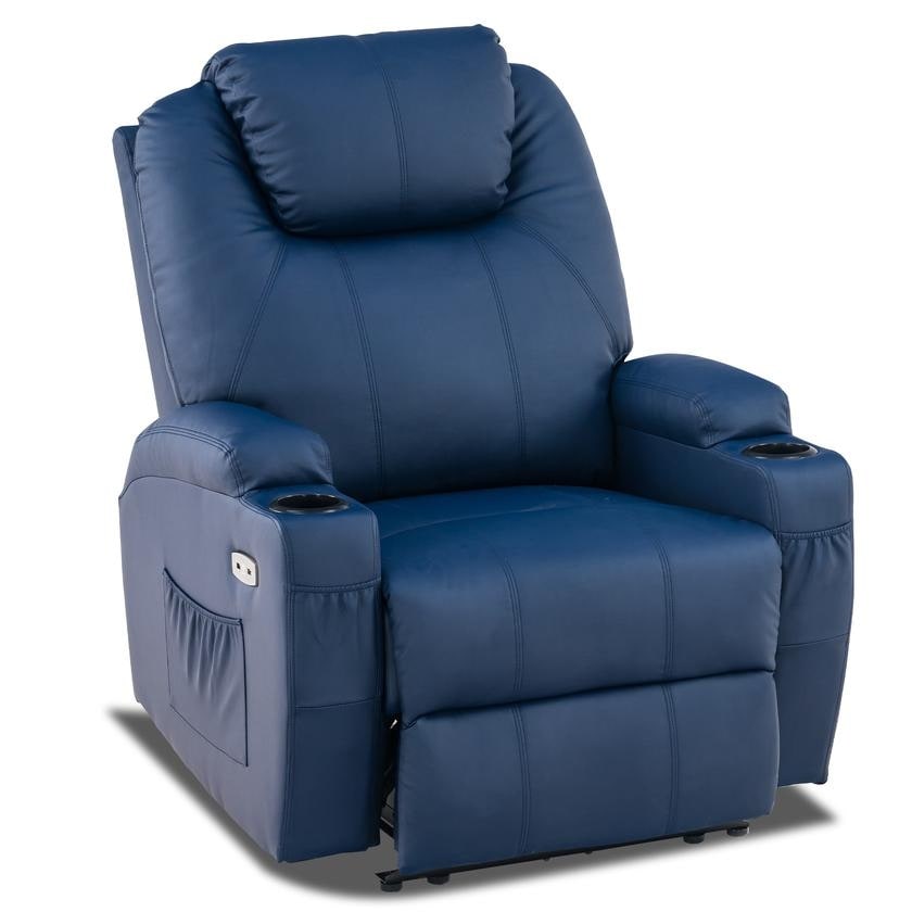 Fauteuil inclinable électrique Mcombo avec massage et chauffage, similicuir 7050