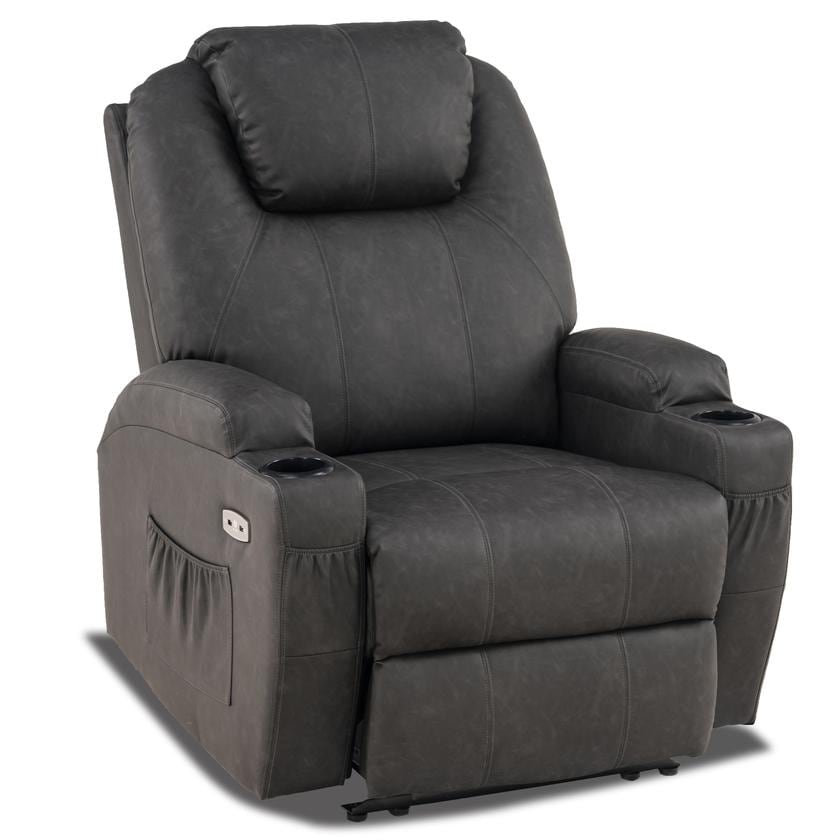 Fauteuil inclinable électrique Mcombo avec massage et chauffage, similicuir 7050