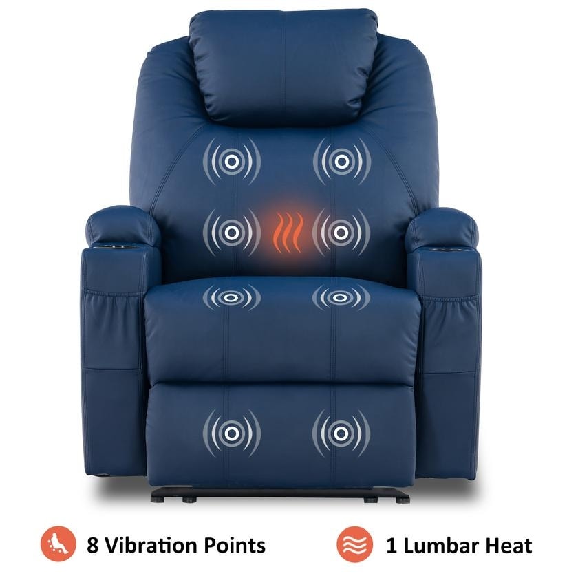 Fauteuil inclinable électrique Mcombo avec massage et chauffage, similicuir 7050