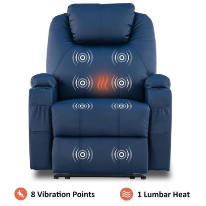 Fauteuil inclinable électrique Mcombo avec massage et chauffage, similicuir 7050