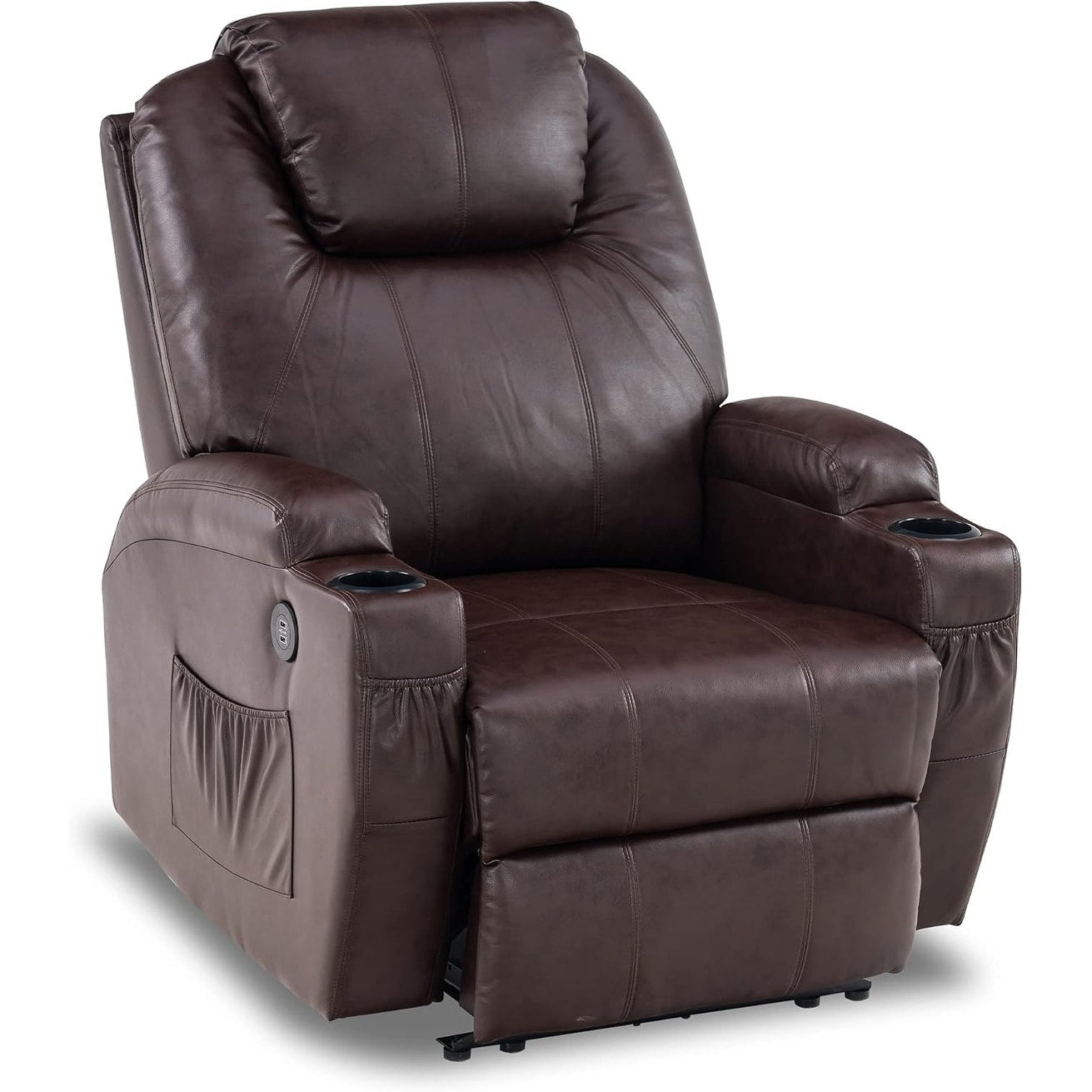 Fauteuil inclinable électrique Mcombo avec massage et chauffage, similicuir 7050