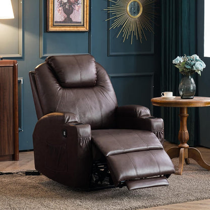 Fauteuil inclinable électrique Mcombo avec massage et chauffage, similicuir 7050