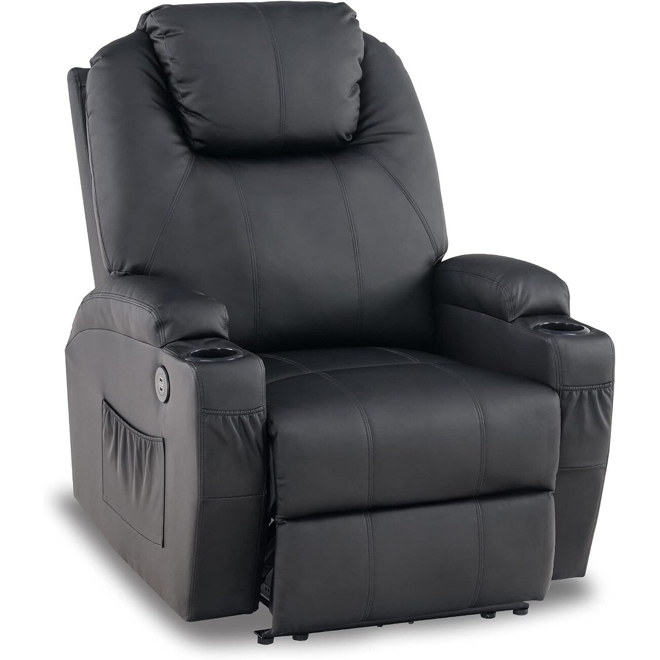 Fauteuil inclinable électrique Mcombo avec massage et chauffage, similicuir 7050