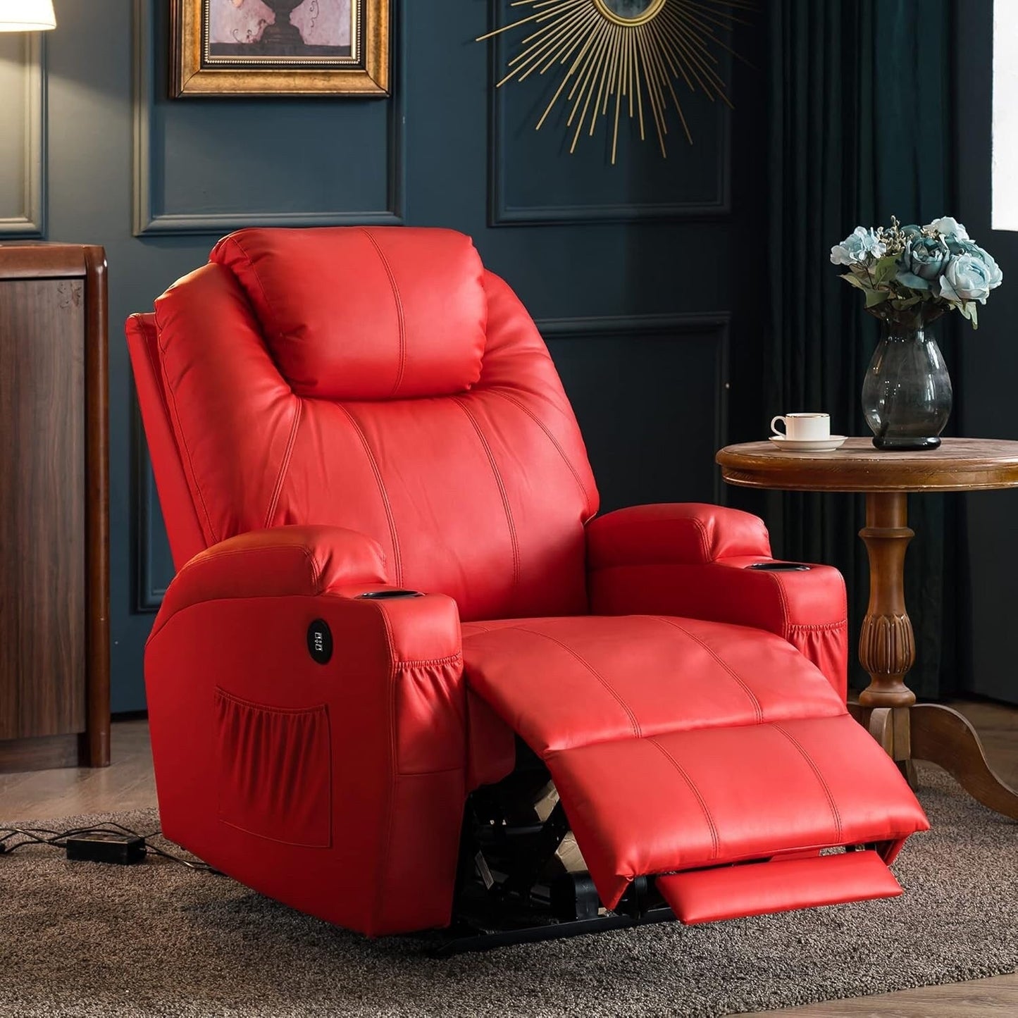 Fauteuil inclinable électrique Mcombo avec massage et chauffage, similicuir 7050