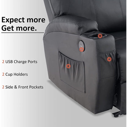Fauteuil inclinable électrique Mcombo avec massage et chauffage, similicuir 7050