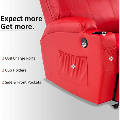 Fauteuil inclinable électrique Mcombo avec massage et chauffage, similicuir 7050