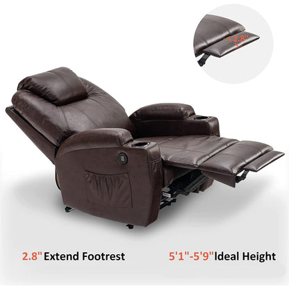 Fauteuil inclinable électrique Mcombo avec massage et chauffage, similicuir 7050
