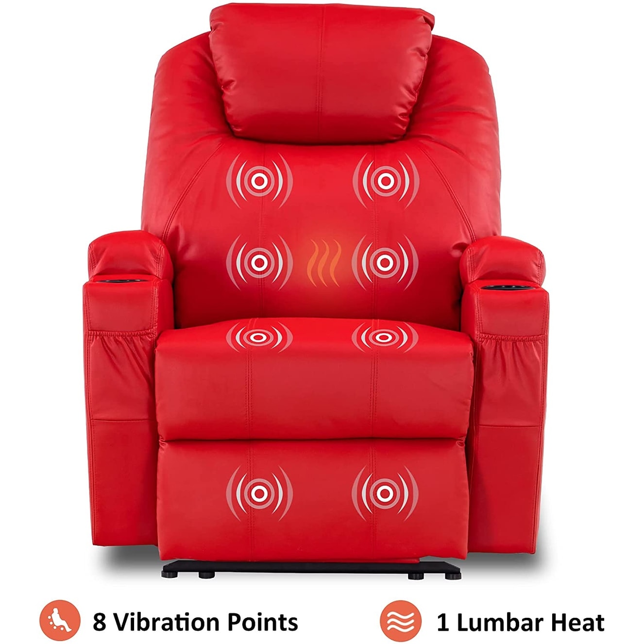 Fauteuil inclinable électrique Mcombo avec massage et chauffage, similicuir 7050