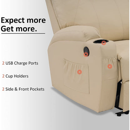 Fauteuil inclinable électrique Mcombo avec massage et chauffage, similicuir 7050