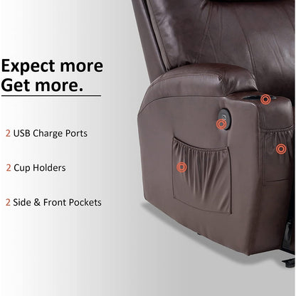 Fauteuil inclinable électrique Mcombo avec massage et chauffage, similicuir 7050