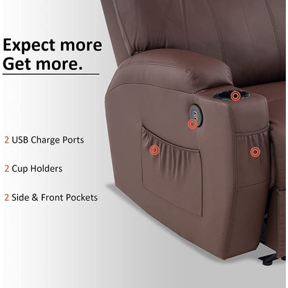 Fauteuil inclinable électrique Mcombo avec massage et chauffage, similicuir 7050