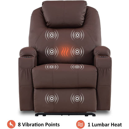 Fauteuil inclinable électrique Mcombo avec massage et chauffage, similicuir 7050