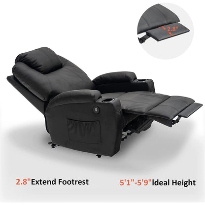 Fauteuil inclinable électrique Mcombo avec massage et chauffage, similicuir 7050