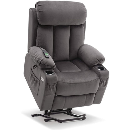 Fauteuil inclinable électrique MCombo grand format avec repose-pieds allongé pour personnes âgées de grande taille, télécommande manuelle, porte-gobelets, tissu 7426
