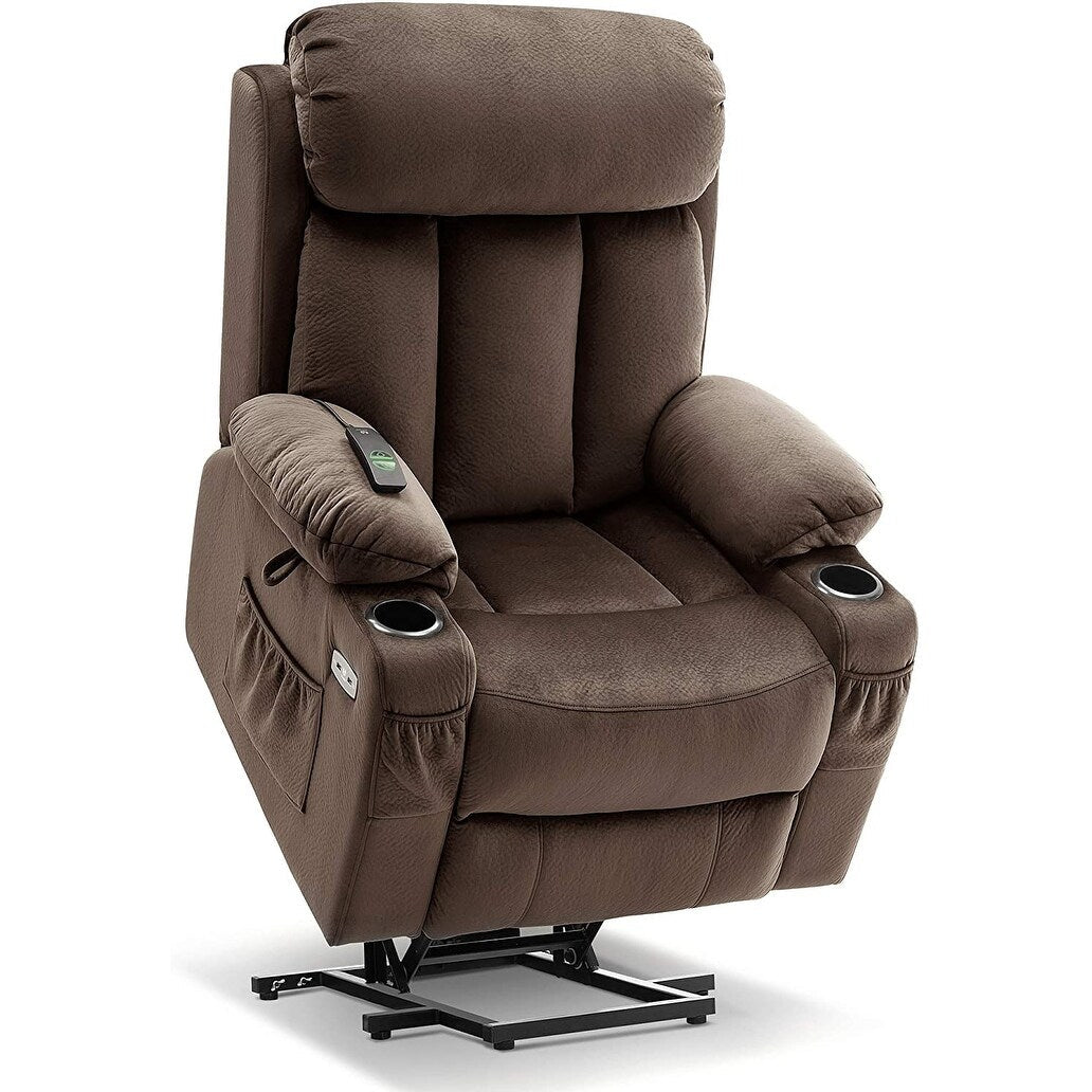 Fauteuil inclinable électrique MCombo grand format avec repose-pieds allongé pour personnes âgées de grande taille, télécommande manuelle, porte-gobelets, tissu 7426