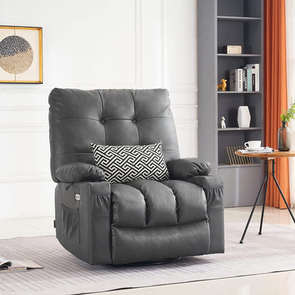 Fauteuil inclinable pivotant et chauffant MCombo, grand format, en similicuir, avec massage et chauffage, 7748