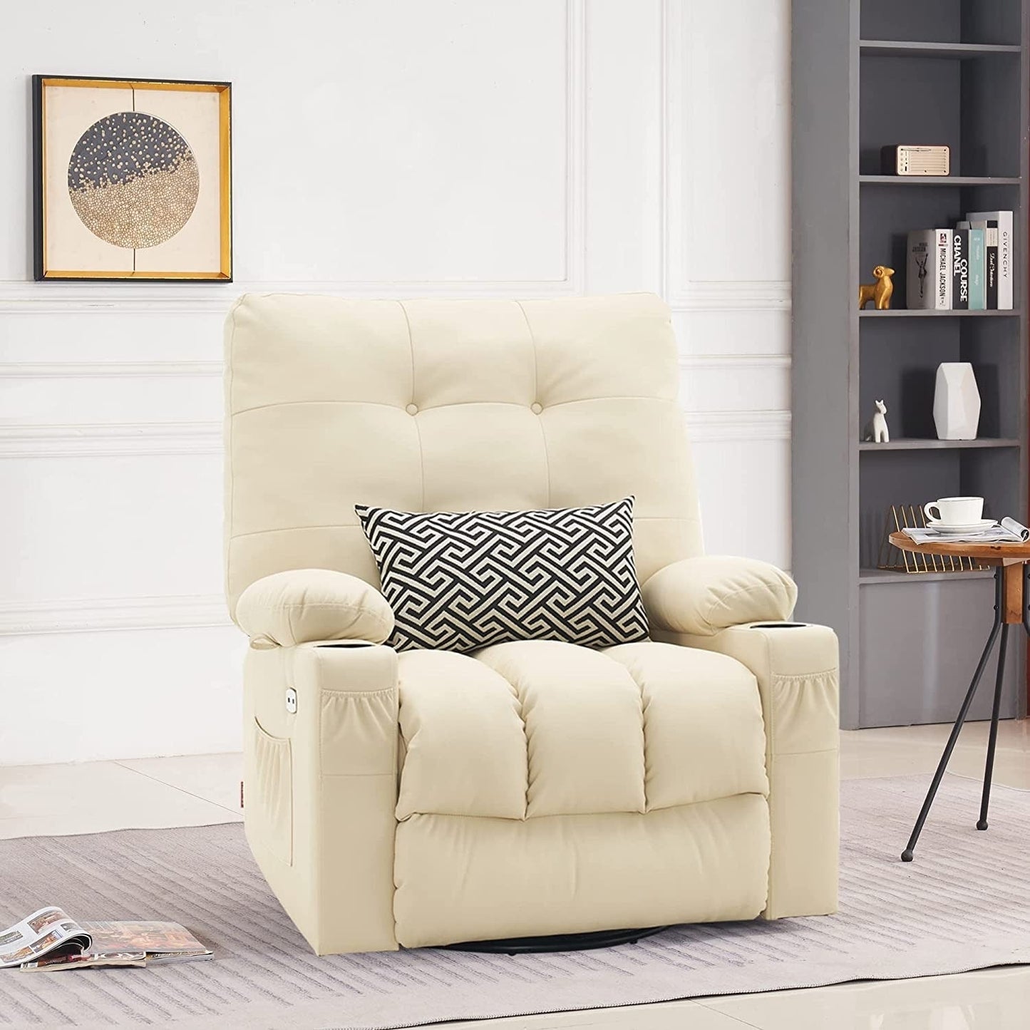 Fauteuil inclinable pivotant et chauffant MCombo, grand format, en similicuir, avec massage et chauffage, 7748